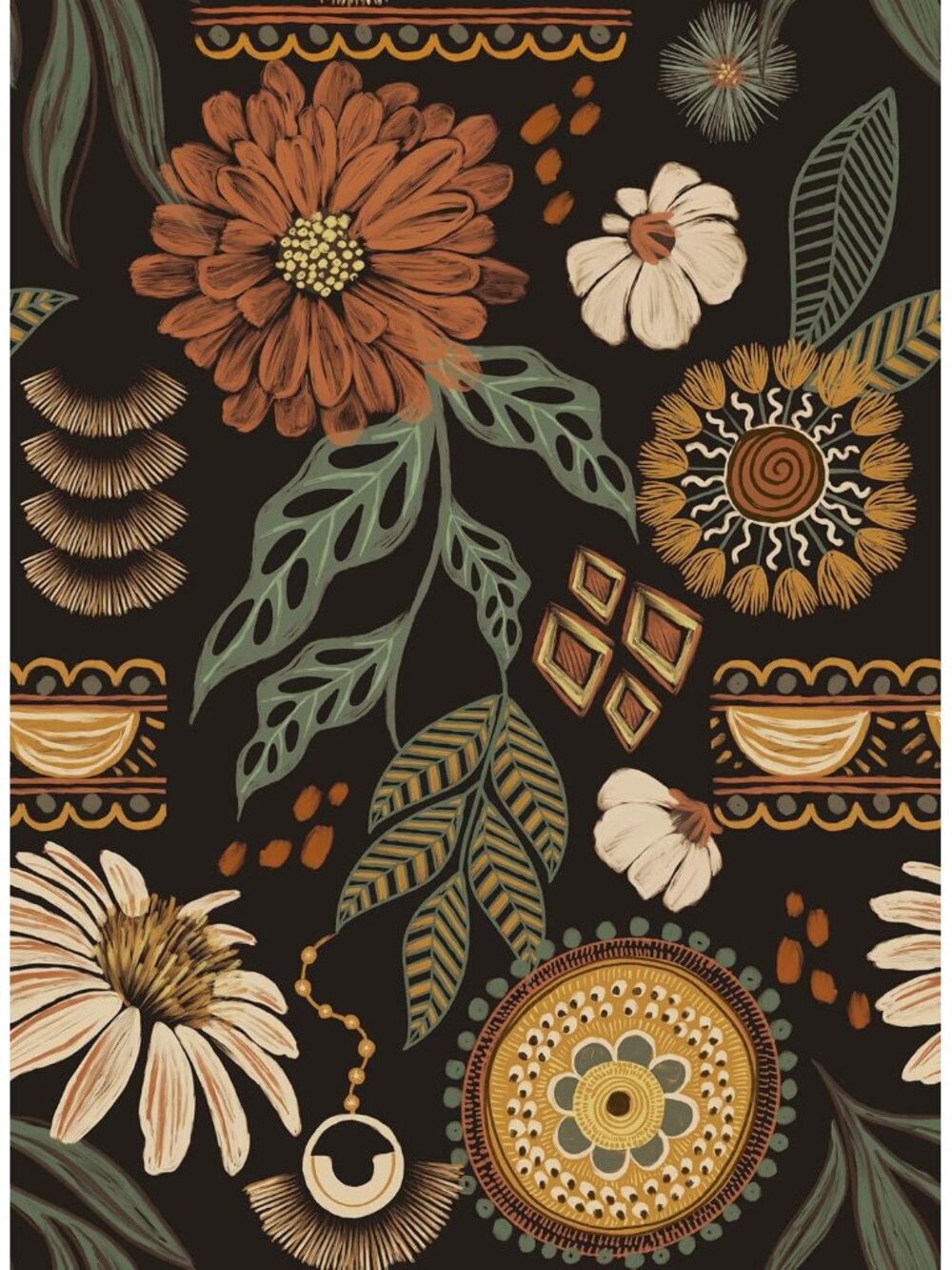 Boho Floral Peel and Stick Wallpaper 17.3" x 80"
